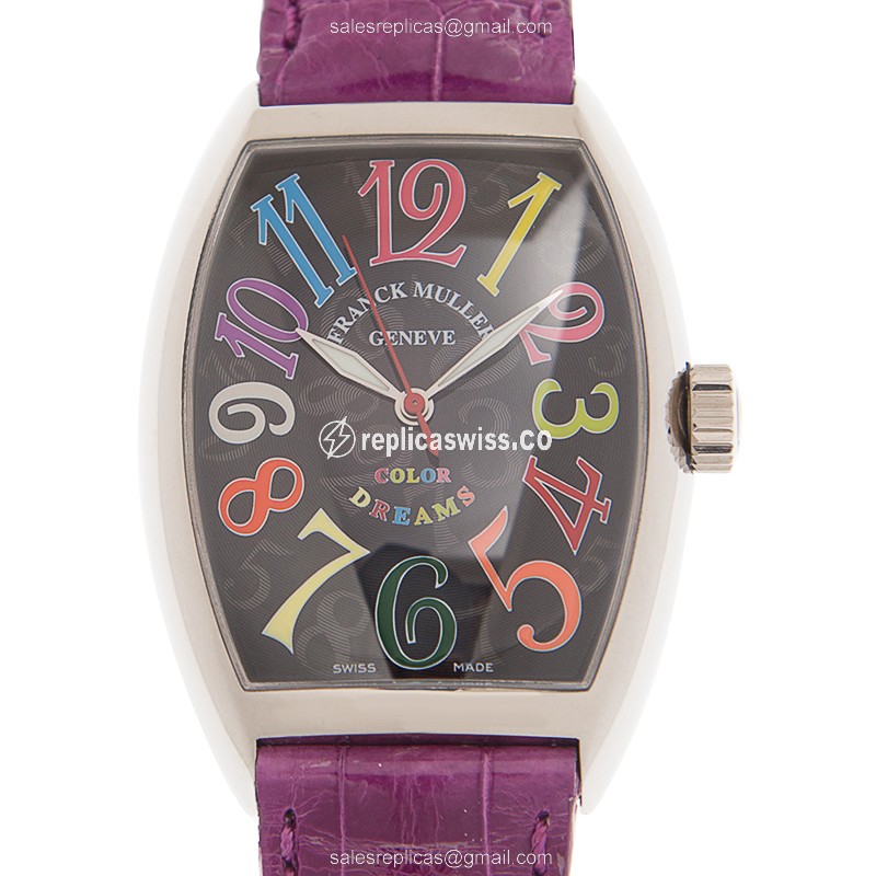 Franck Muller 7851 SC COL DRM - Curvex - Automatic - Steel Case - Black Dial - Red Alligator Strap - Buckle Clasp - Luxury Replica CINTREE CURVEX Watch
